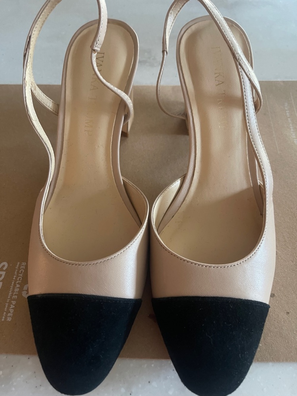 Ivanka Trump Two-Tone Slingback Pumps in Nude and Black